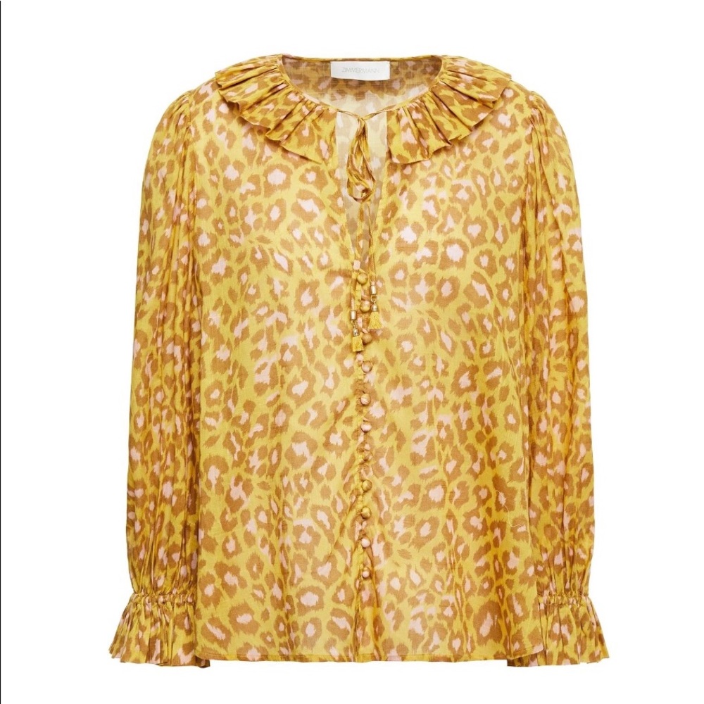 Zimmermann Women's Carnaby Ruffle-trimmed Leopard-print Cotton-gauze Blouse